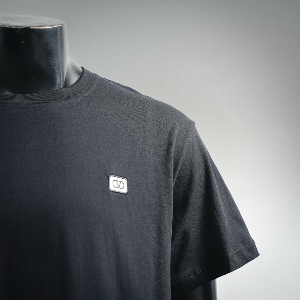 Valentino Metallic VLogo Patch Crewneck Cotton T-Shirt