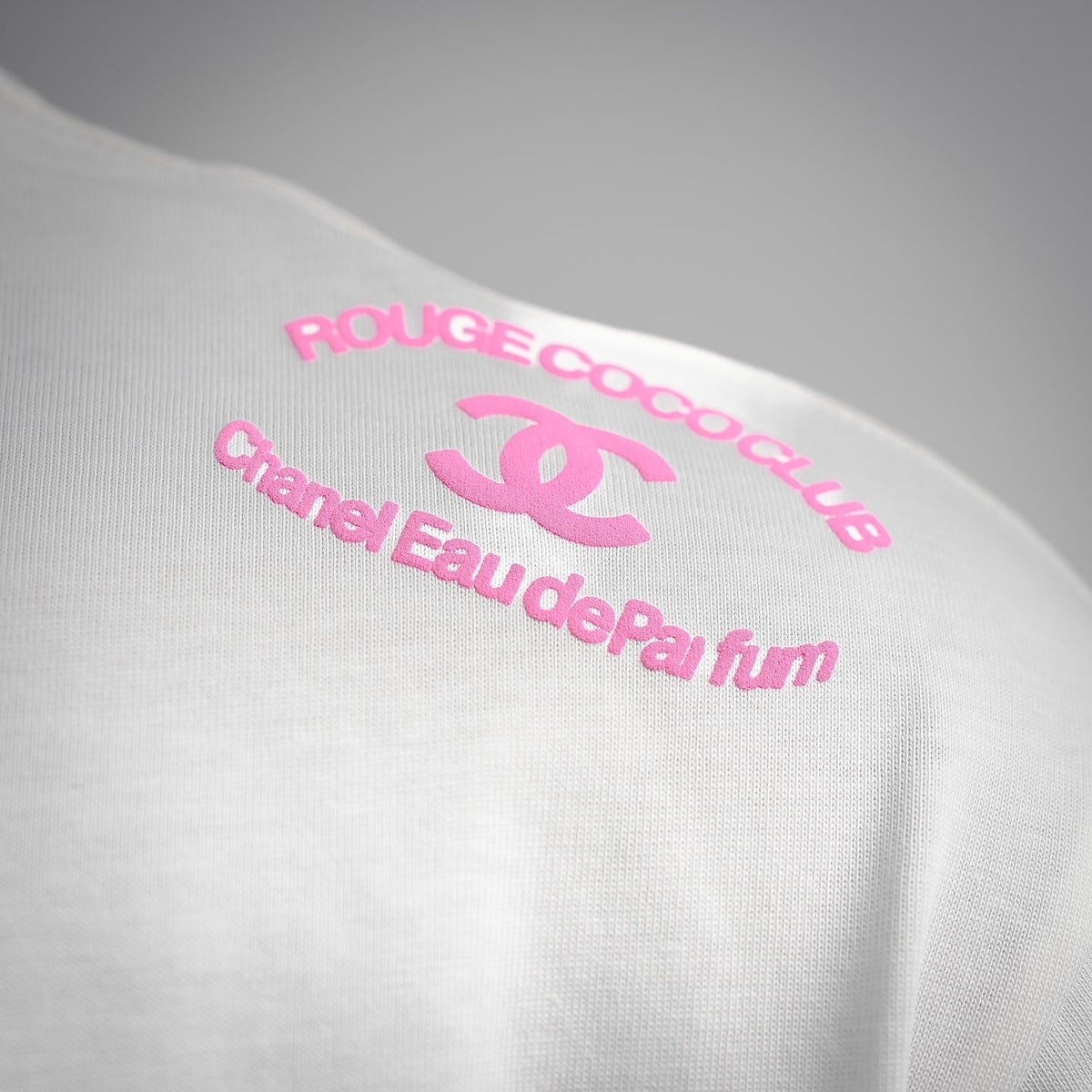 Chanel Bright Pink ROUGE COCO CLUB Double C Logo T-Shirt - White