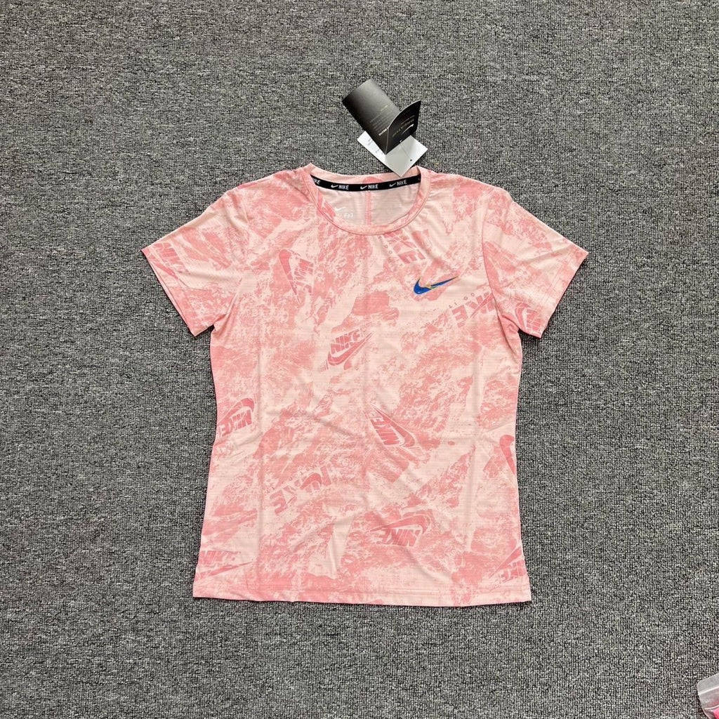 Nike Women's Dri-FIT Breathe All-Over Print Running T-Shirt – Short Sleeve Athletic Tee