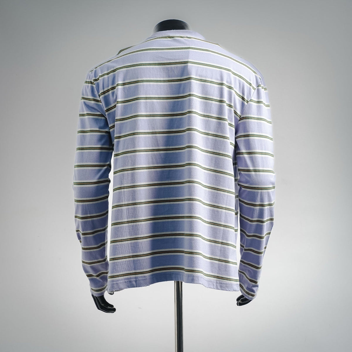 Prada Small Embroidered Logo Striped Long-Sleeve T-Shirt - Blue/Green