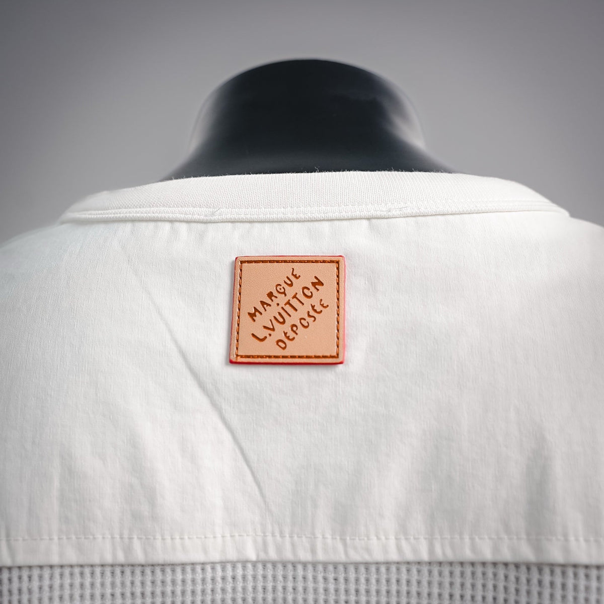 Louis Vuitton Waffle-Knit Panelled Long-Sleeve T-Shirt with Leather Patch