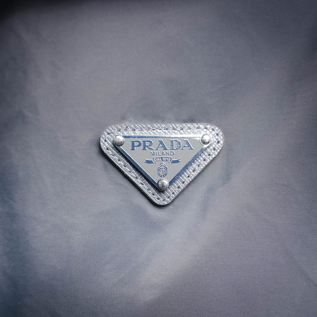 Prada Re-Nylon Metal Triangle Logo Zip-Up Jacket - Grey
