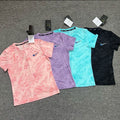 Nike Women's Dri-FIT Breathe All-Over Print Running T-Shirt – Short Sleeve Athletic Tee