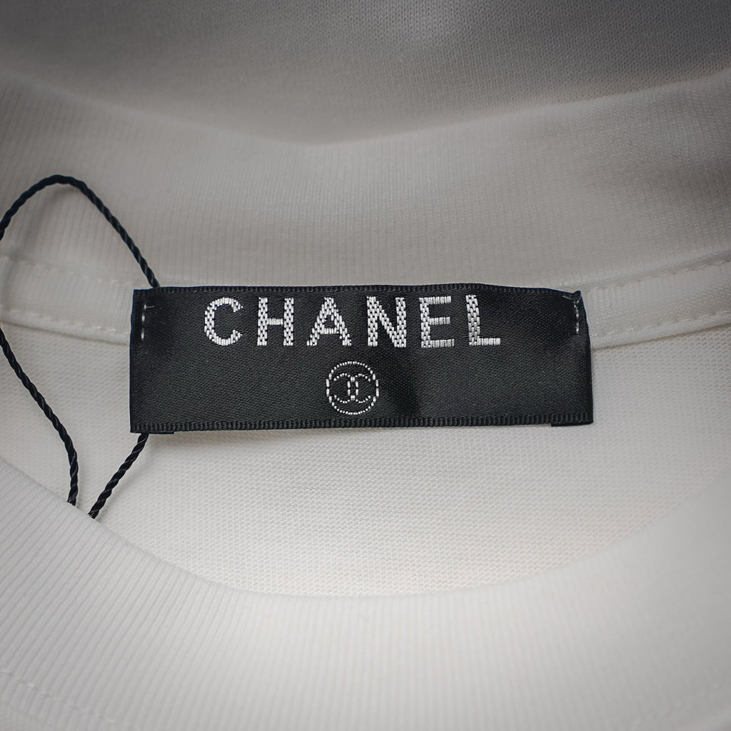 Chanel Bright Pink ROUGE COCO CLUB Double C Logo T-Shirt - White