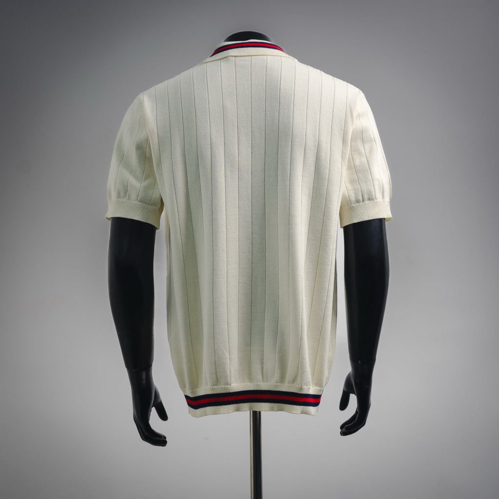 Gucci Embroidered Interlocking G Pocket Knit Polo Shirt - Off-White