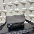 Fendi Men's FF Canvas Messenger Bag – Brown FF Motif Flap Crossbody Bag with Buckles