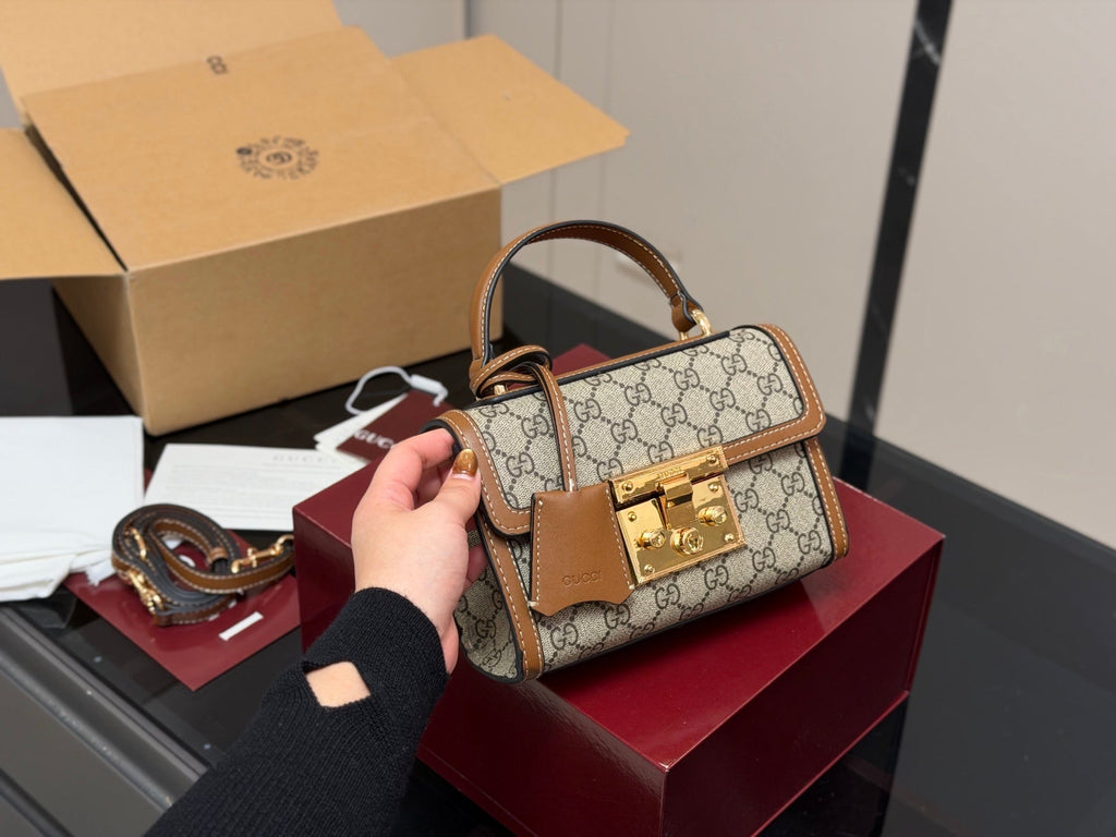 Gucci Padlock Mini GG Supreme Top-Handle Shoulder Bag – Canvas & Leather Crossbody Bag