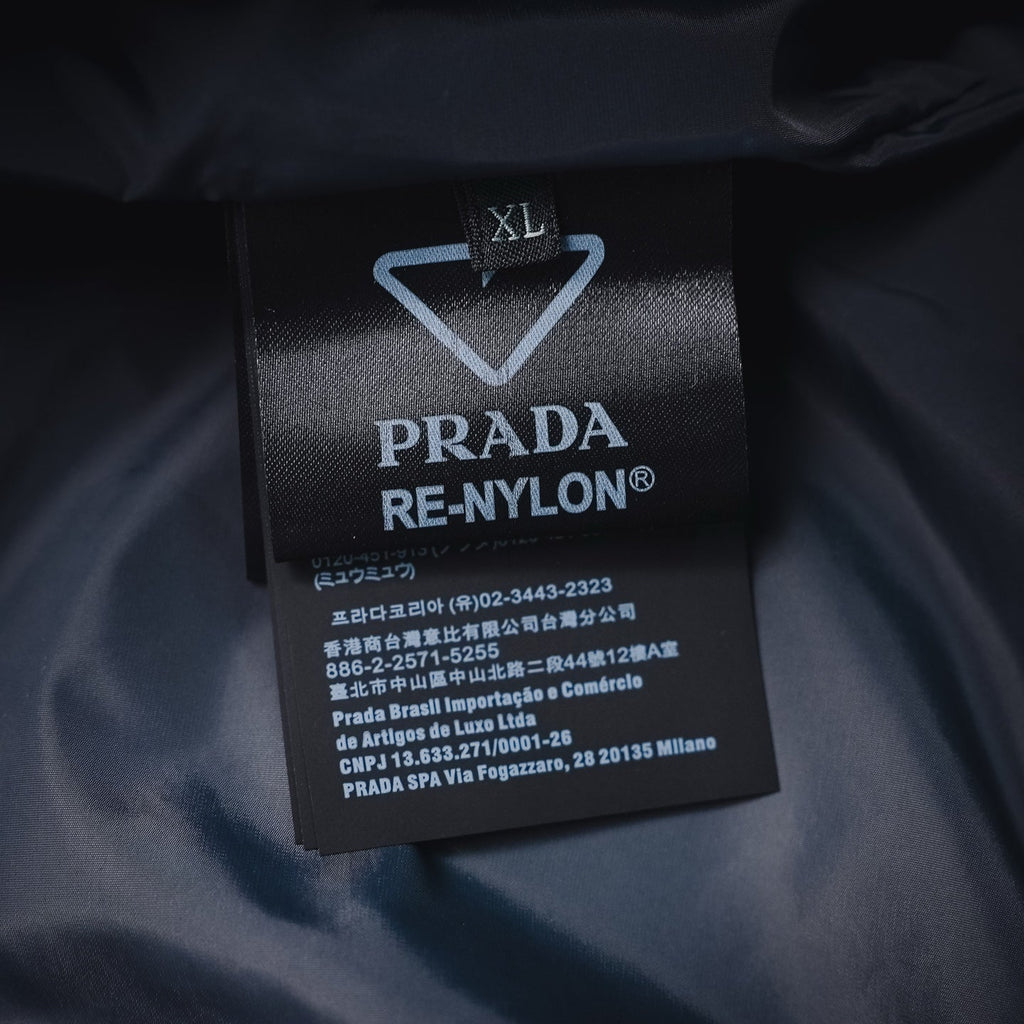 Prada Re-Nylon Metal Triangle Logo Zip-Up Jacket - Grey