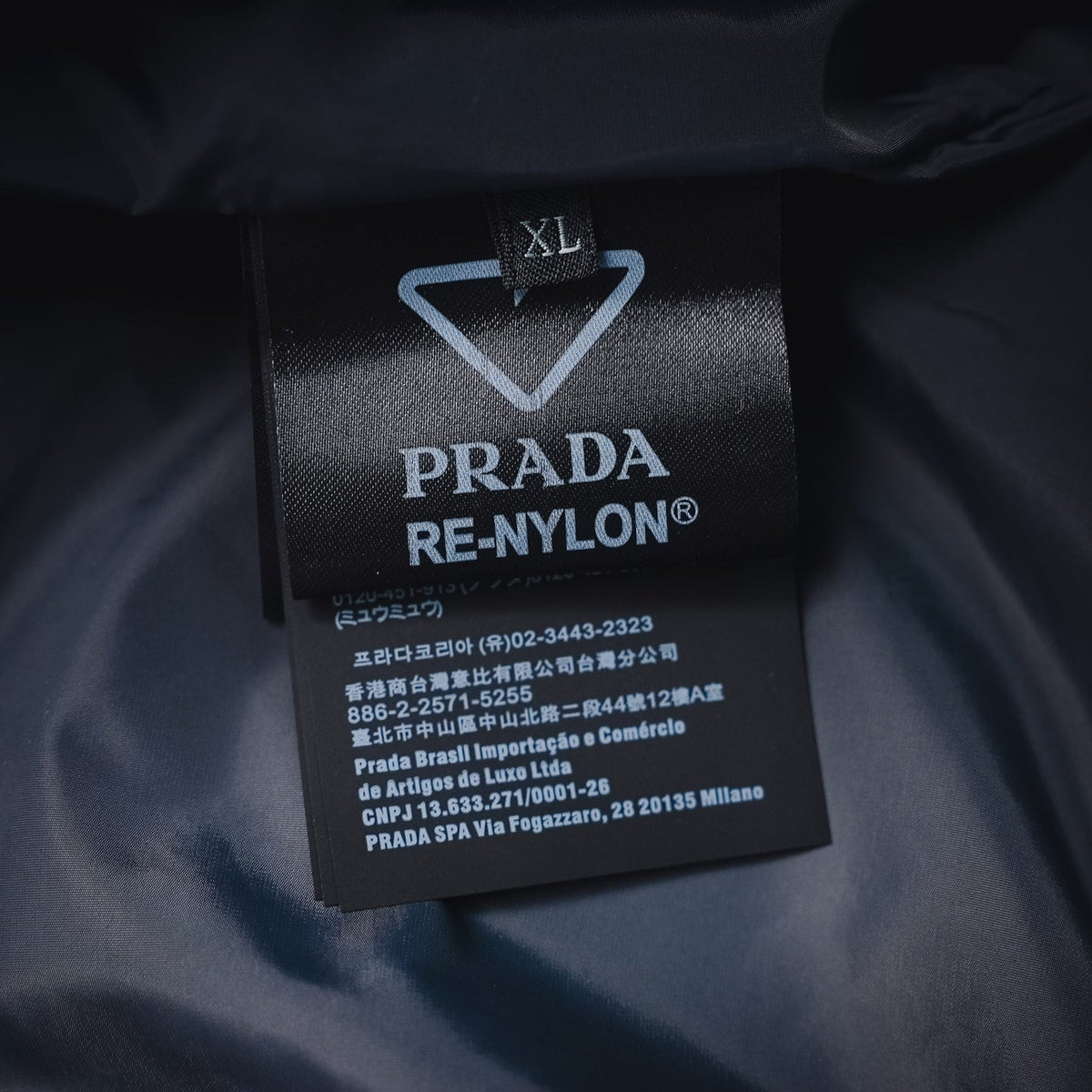 Prada Re-Nylon Metal Triangle Logo Zip-Up Jacket - Grey