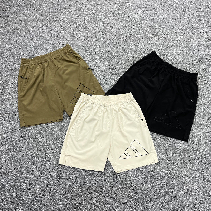 Adidas Men's Outline Logo Training Shorts – Lightweight Athletic Running Shorts with Zip Pockets