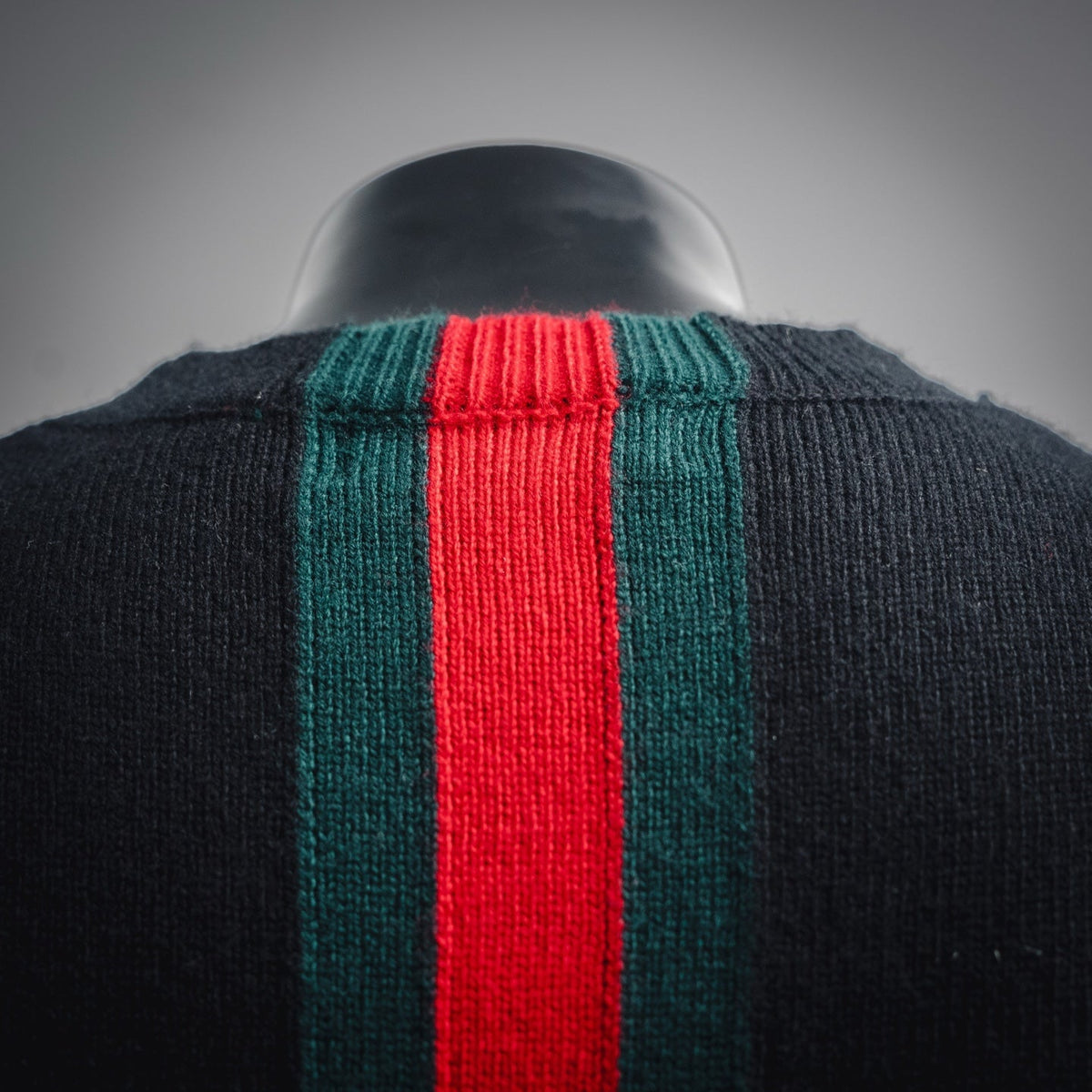 Gucci Web Stripe Crewneck Knit Sweater - Black