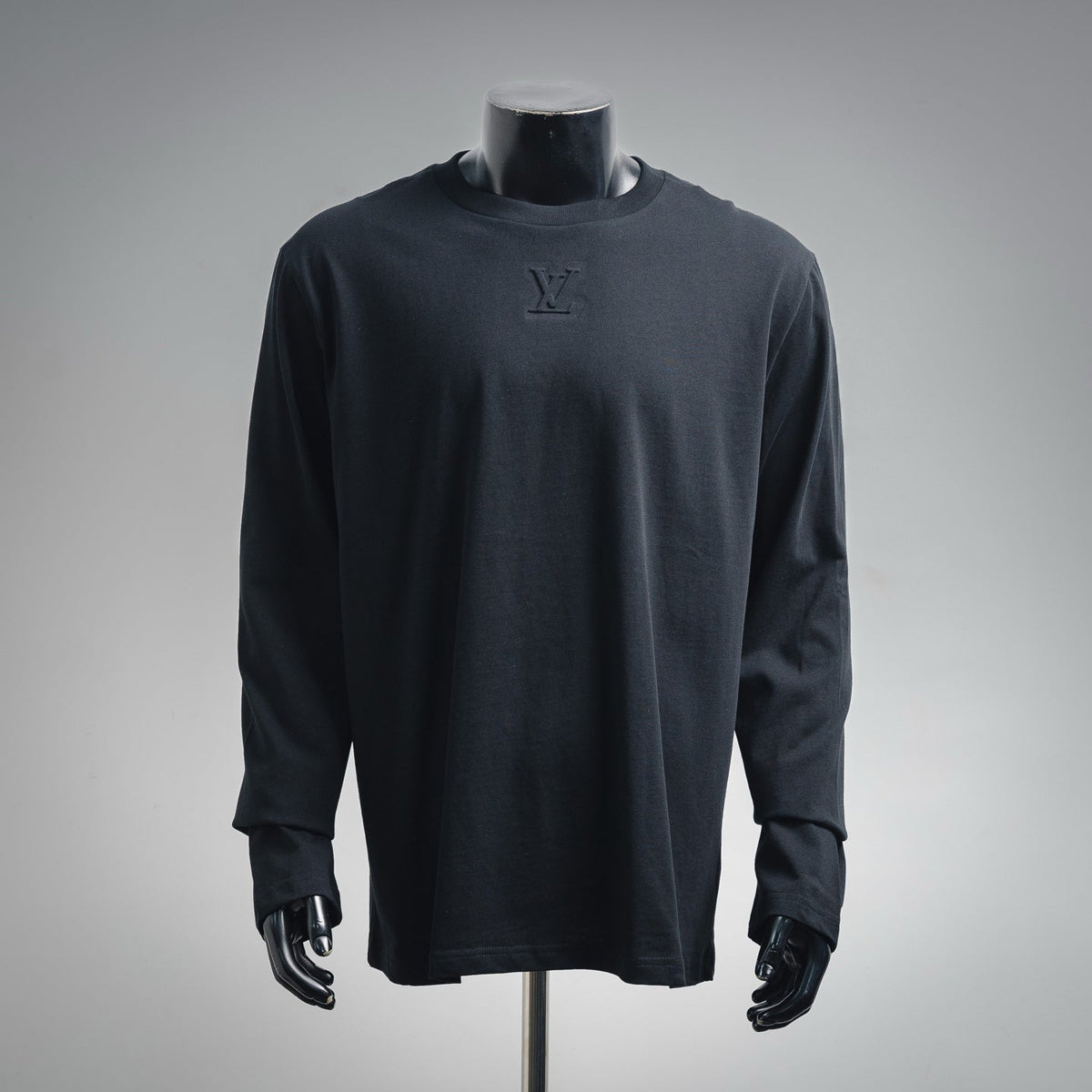 Louis Vuitton Embossed LV Front Logo Long-Sleeve T-Shirt with Yellow Back Tag