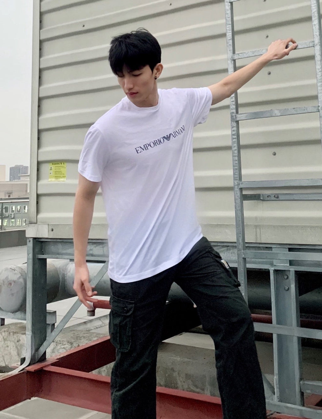 Emporio Armani Classic Eagle Logo Print Cotton T-Shirt - White