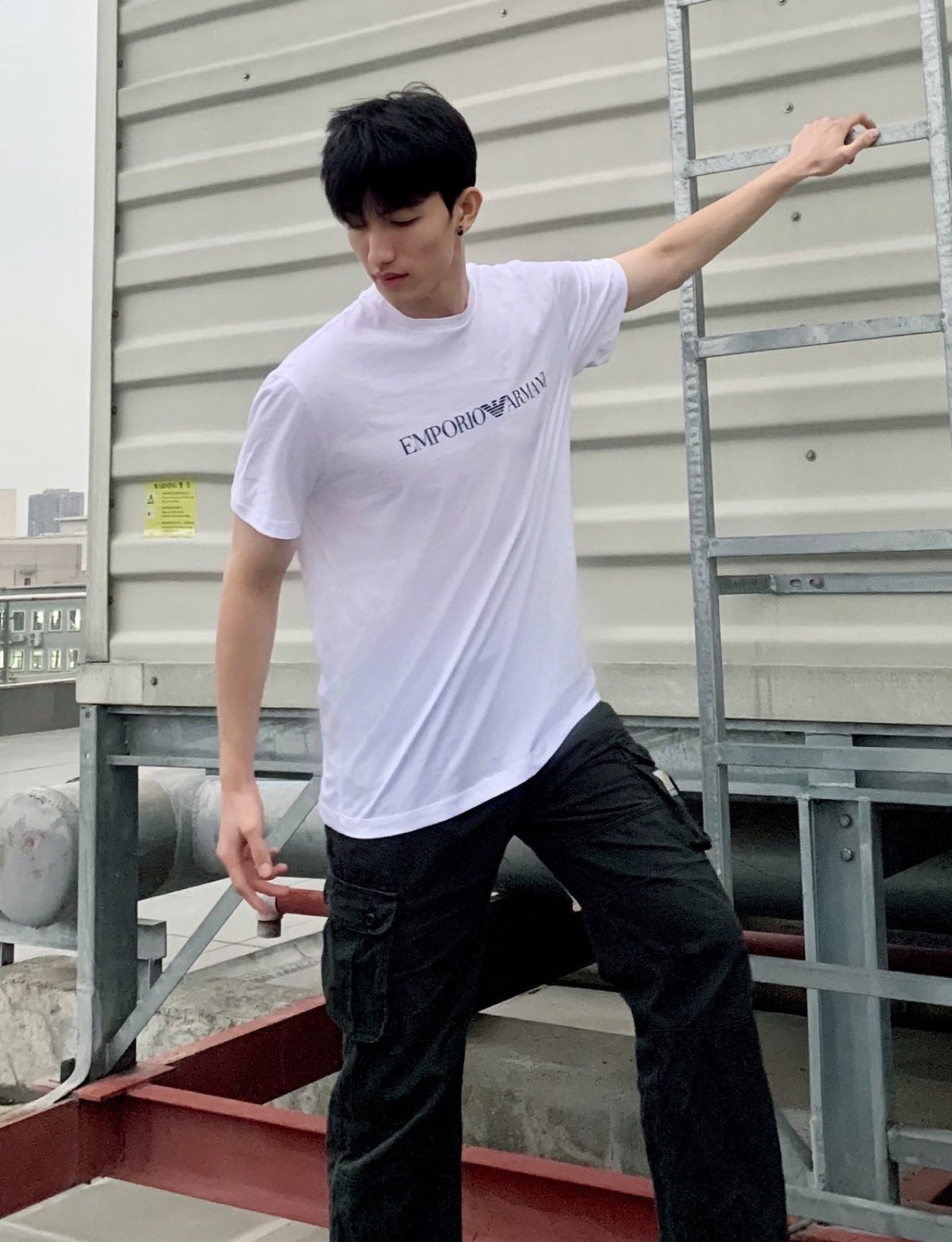 Emporio Armani Classic Eagle Logo Print Cotton T-Shirt - White