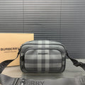 Burberry Men's Charcoal Check Camera Bag – Dark Charcoal Coated Canvas Crossbody Bag
