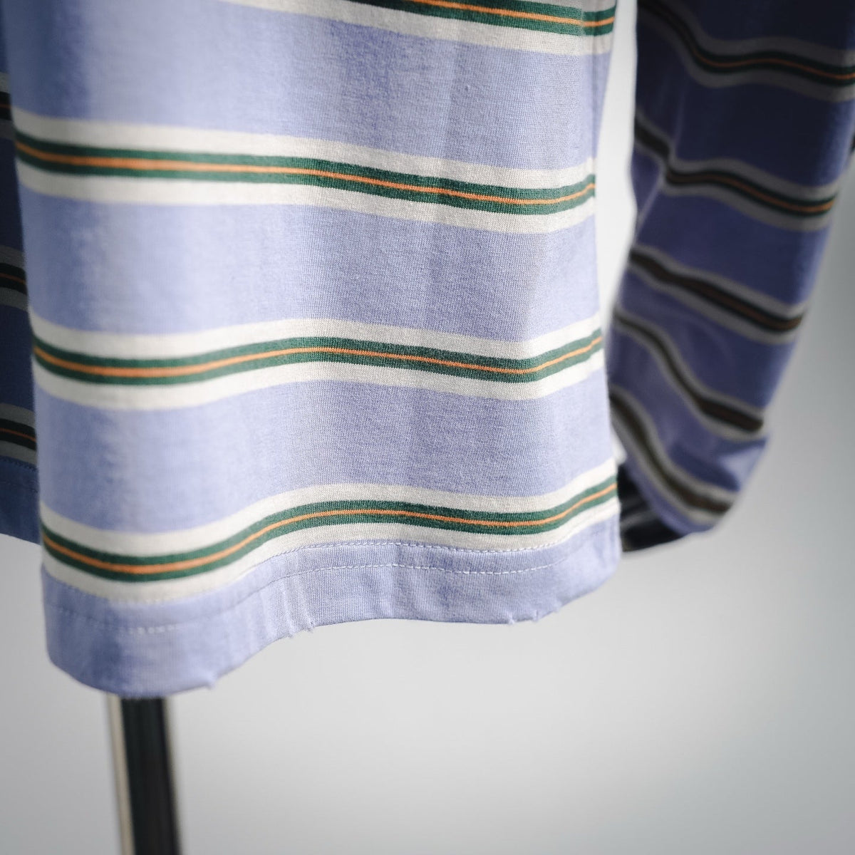 Prada Small Embroidered Logo Striped Long-Sleeve T-Shirt - Blue/Green
