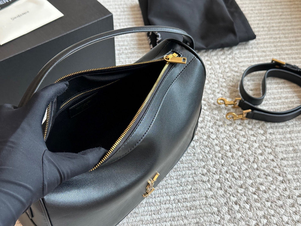 Saint Laurent YSL Monogram Smooth Leather Hobo Shoulder Bag – Convertible Crossbody Bag