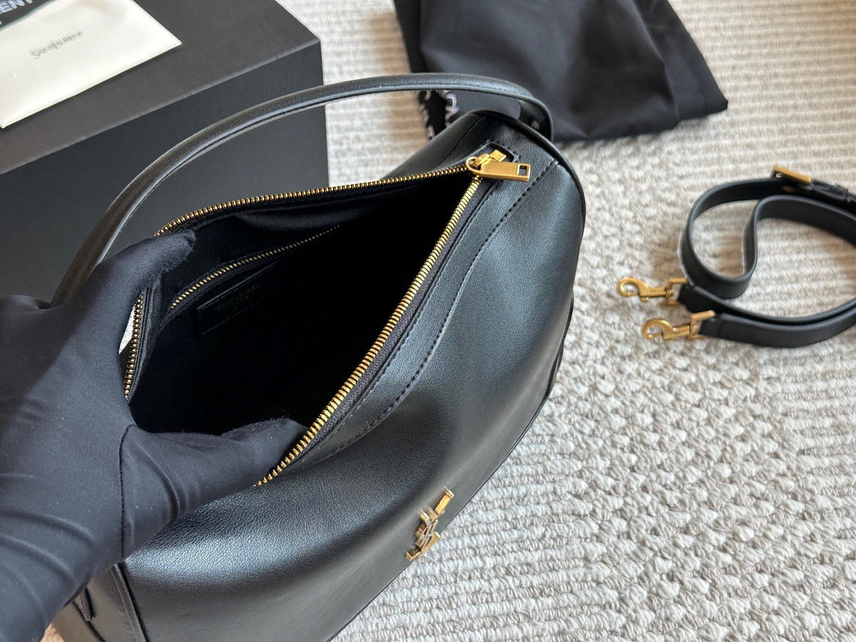Saint Laurent YSL Monogram Smooth Leather Hobo Shoulder Bag – Convertible Crossbody Bag