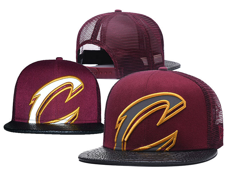Cleveland Cavaliers "C" Logo Flat Brim Snapback – Leather Visor & Mesh Trucker Cap