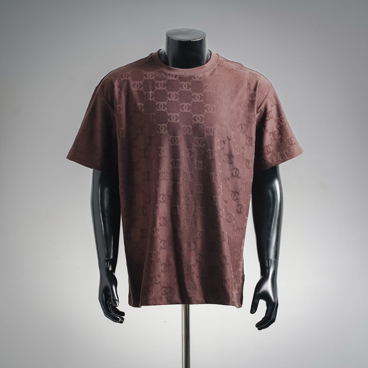 Chanel All-Over Jacquard Double C Monogram Cotton T-Shirt - Brown