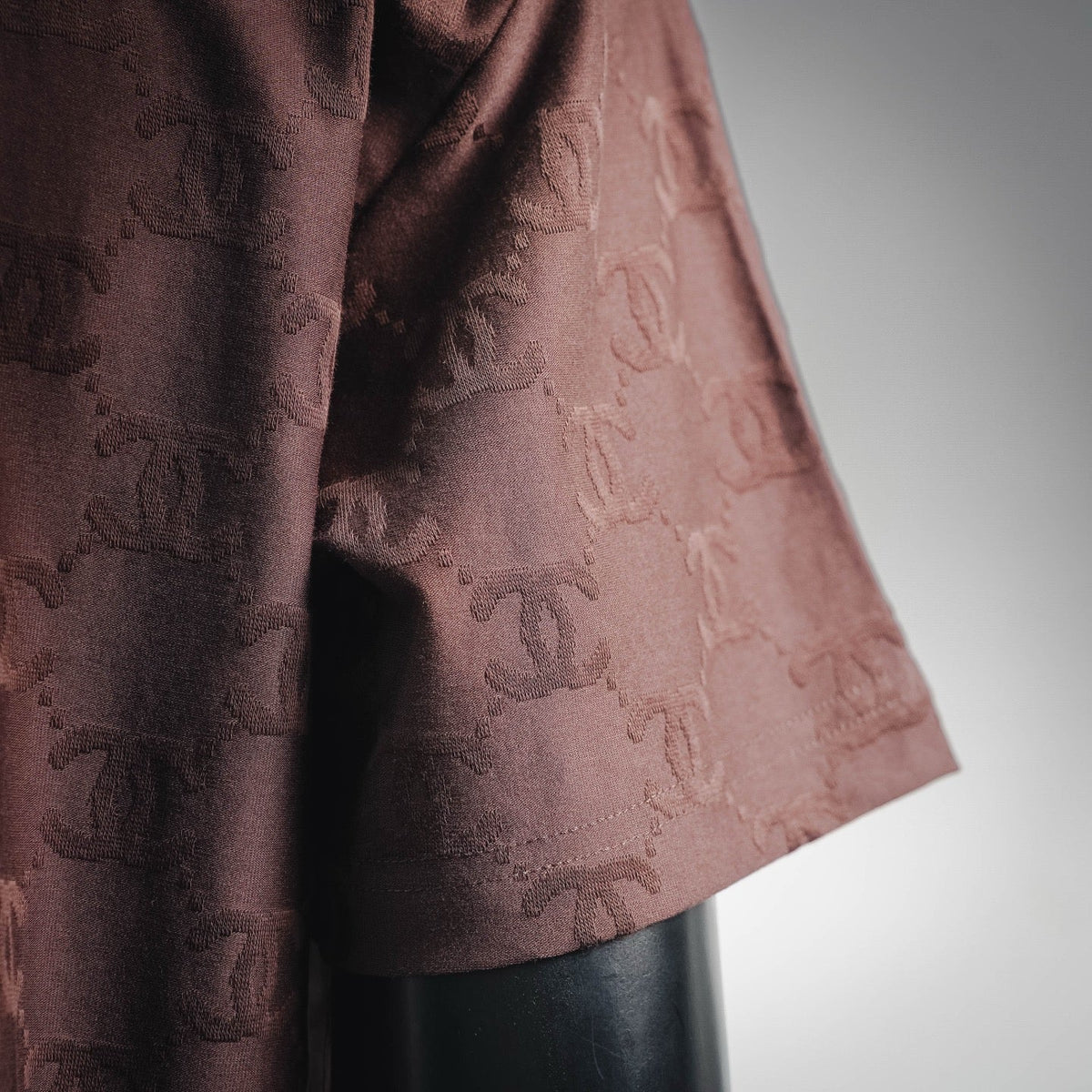 Chanel All-Over Jacquard Double C Monogram Cotton T-Shirt - Brown