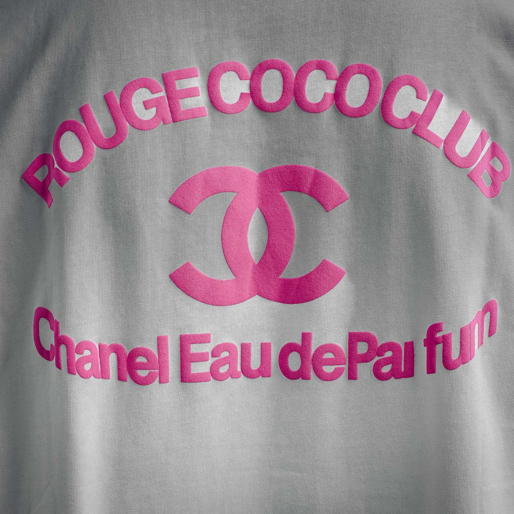 Chanel Bright Pink ROUGE COCO CLUB Double C Logo T-Shirt - White