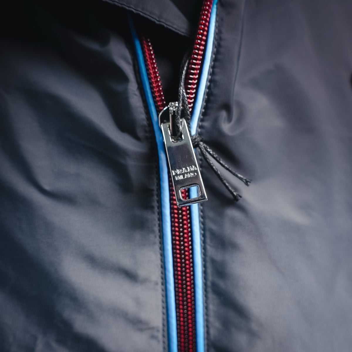 Prada Re-Nylon Metal Triangle Logo Zip-Up Jacket - Grey