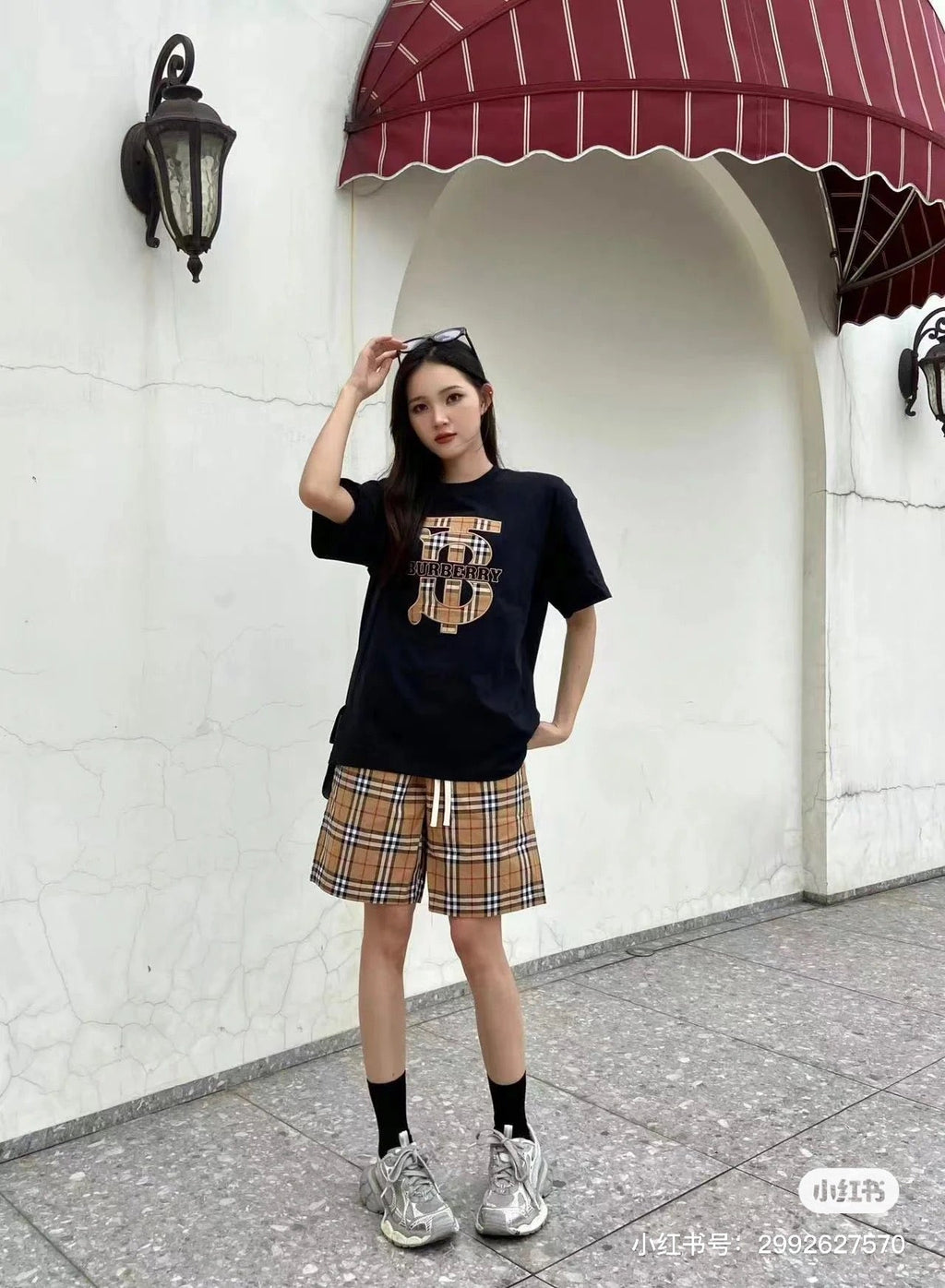 Burberry Vintage Check TB Monogram Cotton T-Shirt - Black