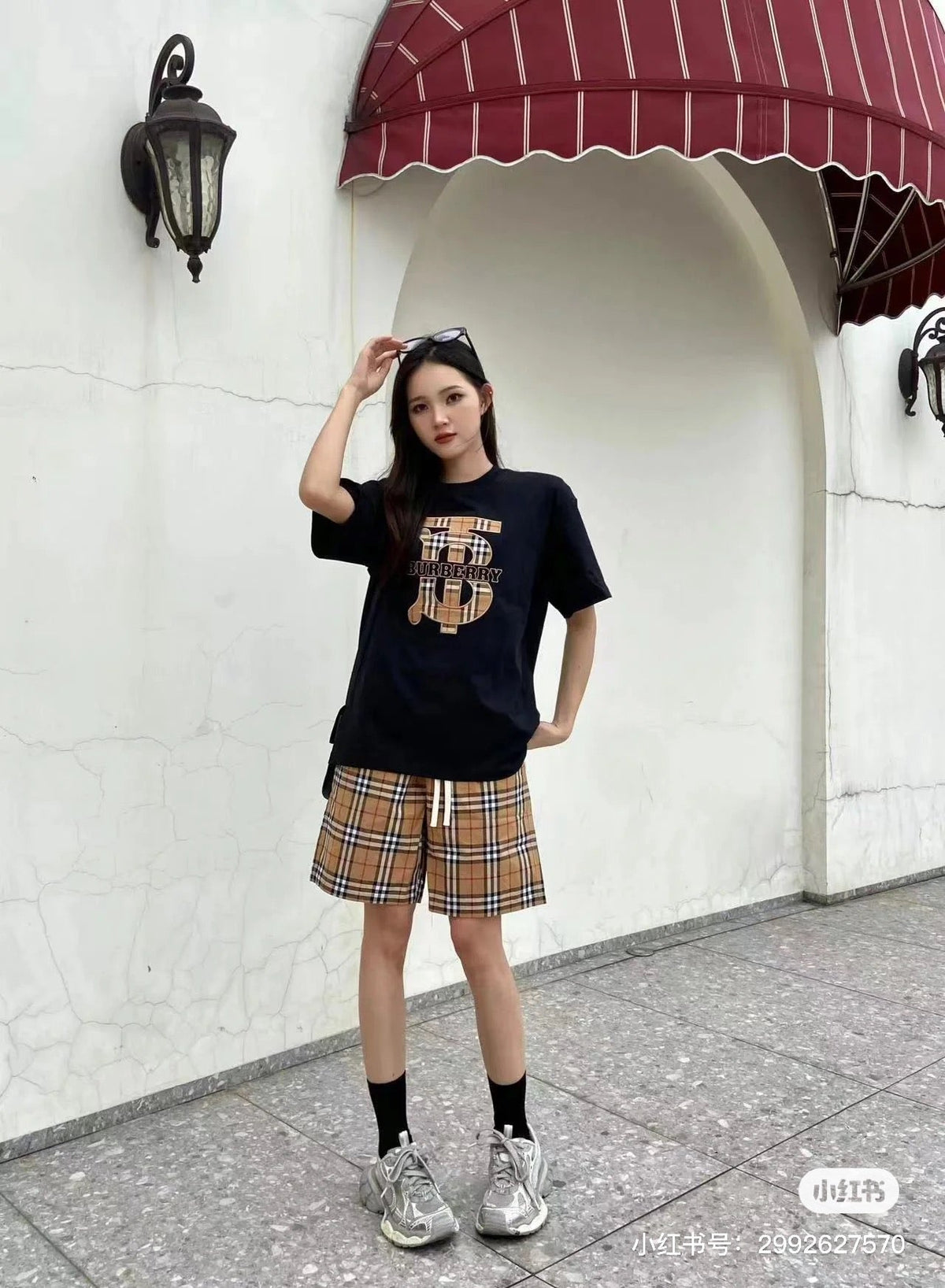 Burberry Vintage Check TB Monogram Cotton T-Shirt - Black