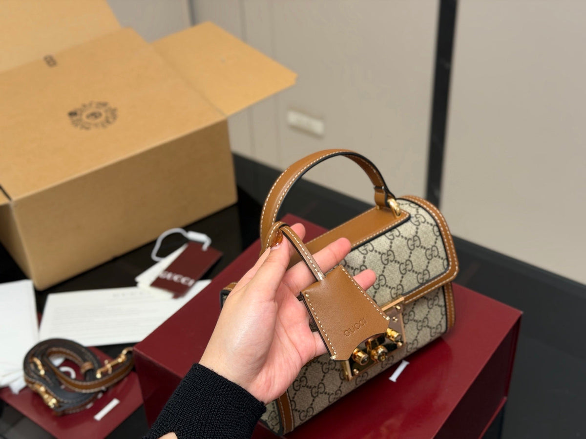 Gucci Padlock Mini GG Supreme Top-Handle Shoulder Bag – Canvas & Leather Crossbody Bag