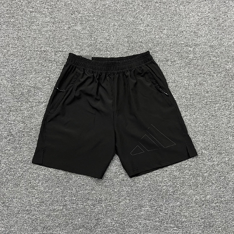 Adidas Men's Outline Logo Training Shorts – Lightweight Athletic Running Shorts with Zip Pockets