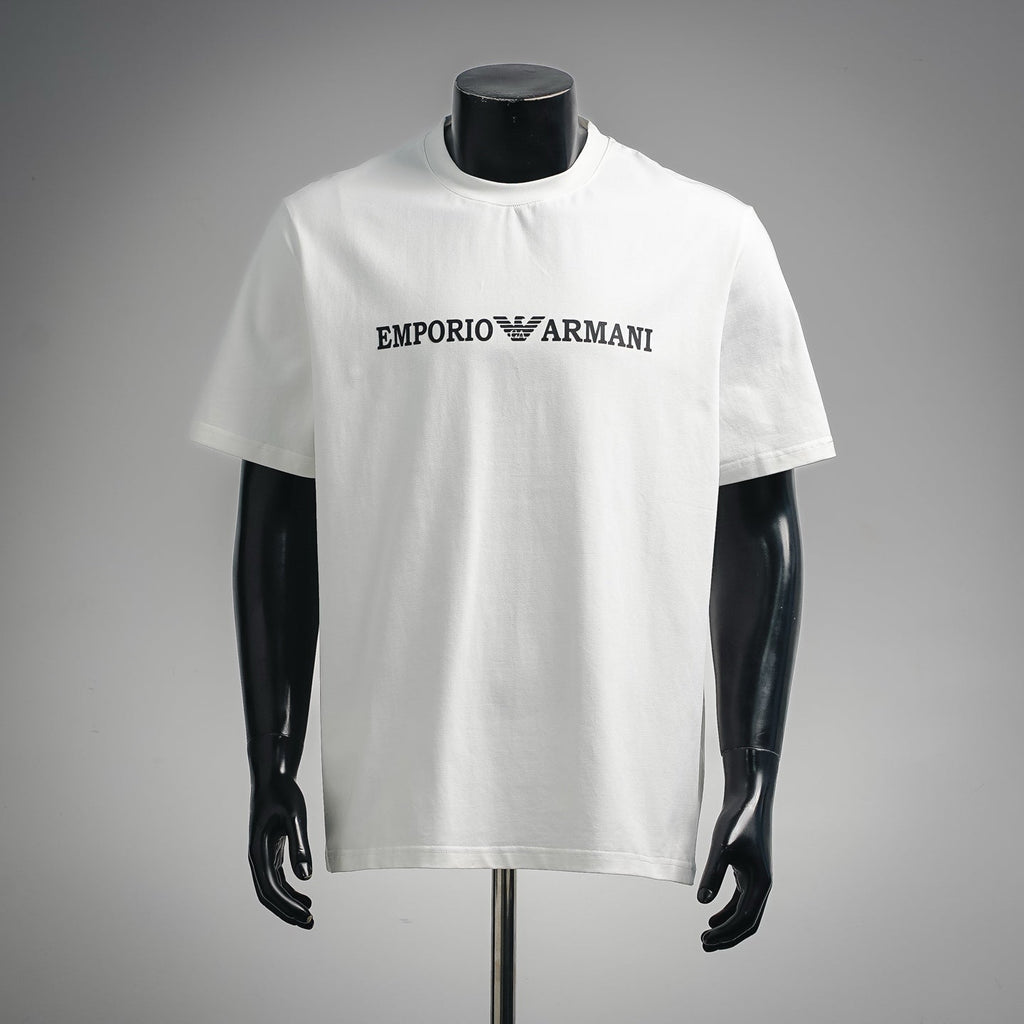 Emporio Armani Classic Eagle Logo Print Cotton T-Shirt - White