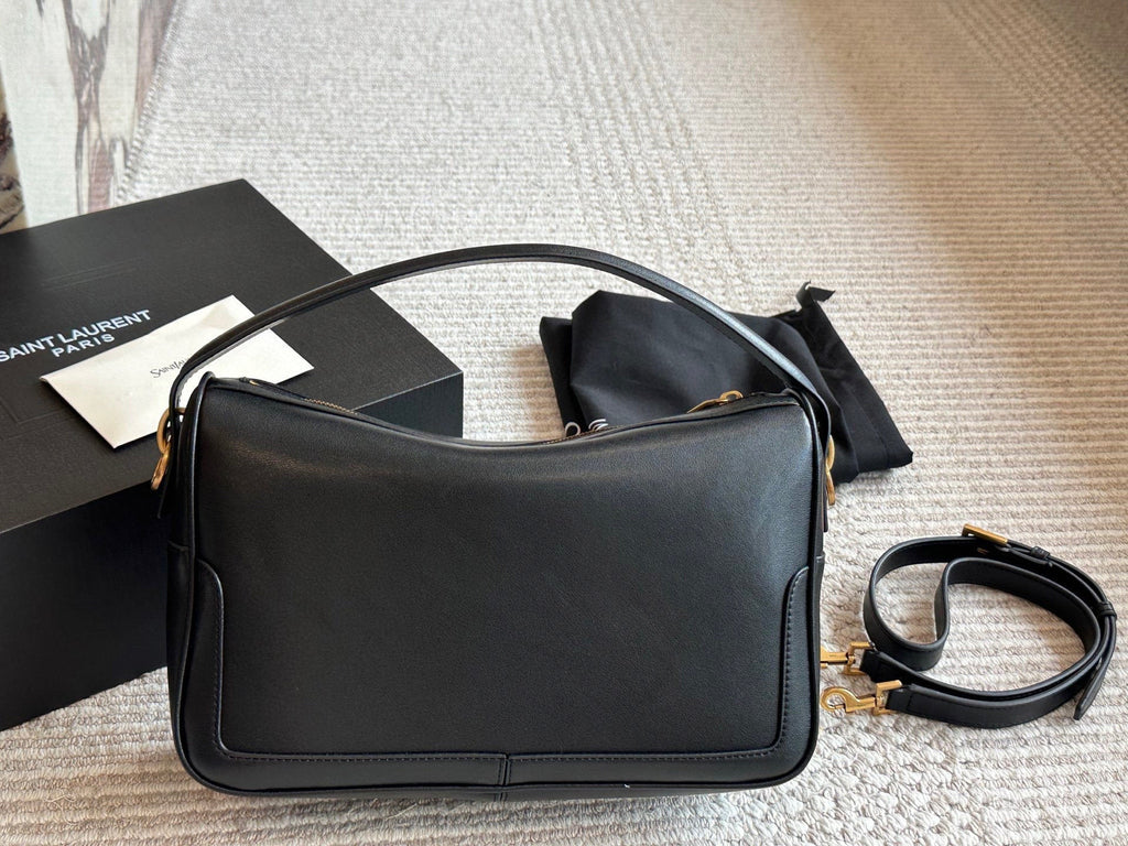 Saint Laurent YSL Monogram Smooth Leather Hobo Shoulder Bag – Convertible Crossbody Bag