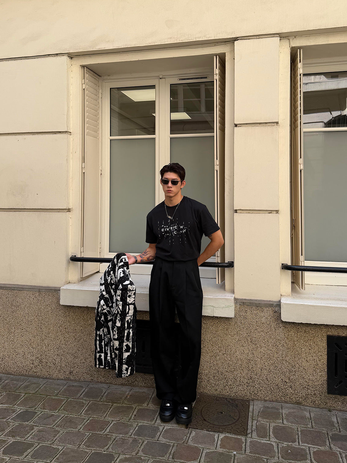 Givenchy Deconstructed Film Strip Logo Cotton T-Shirt - Black