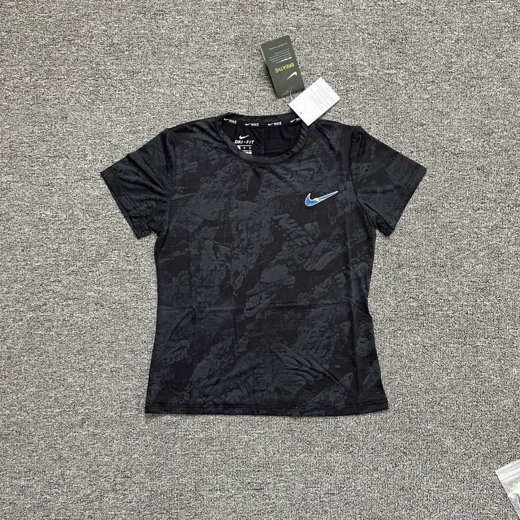 Nike Women's Dri-FIT Breathe All-Over Print Running T-Shirt – Short Sleeve Athletic Tee