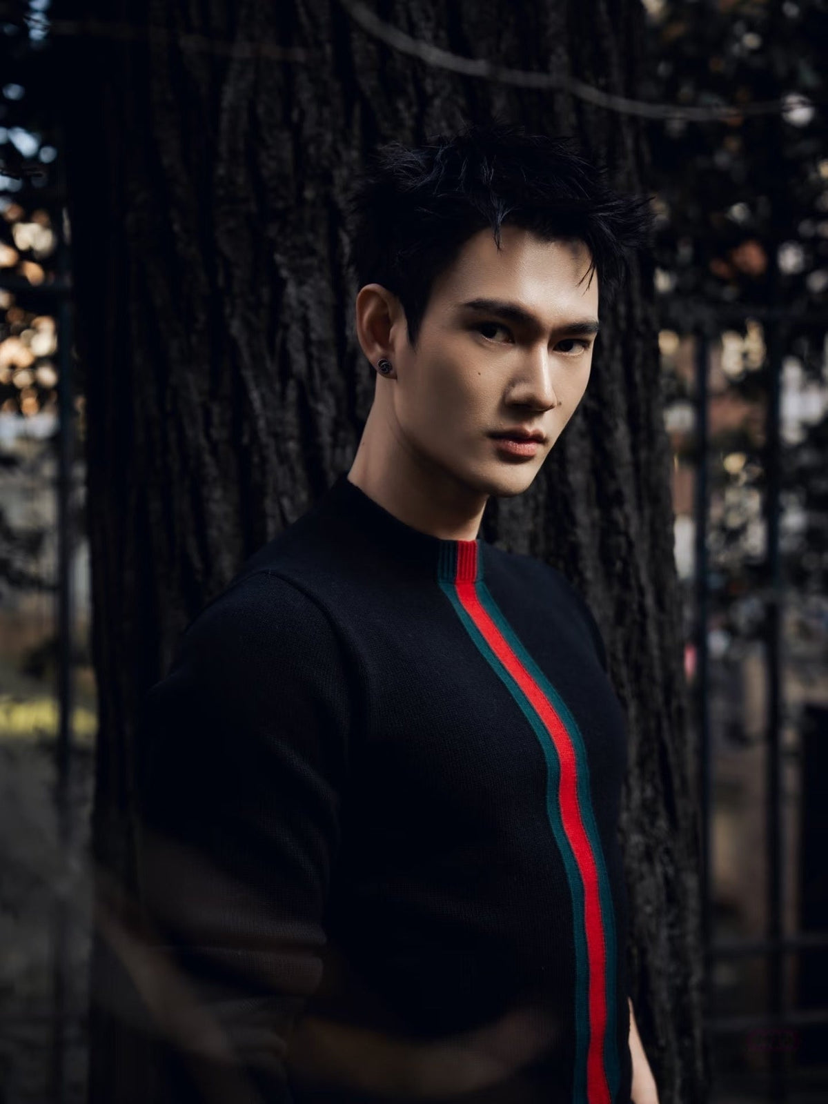 Gucci Web Stripe Crewneck Knit Sweater - Black