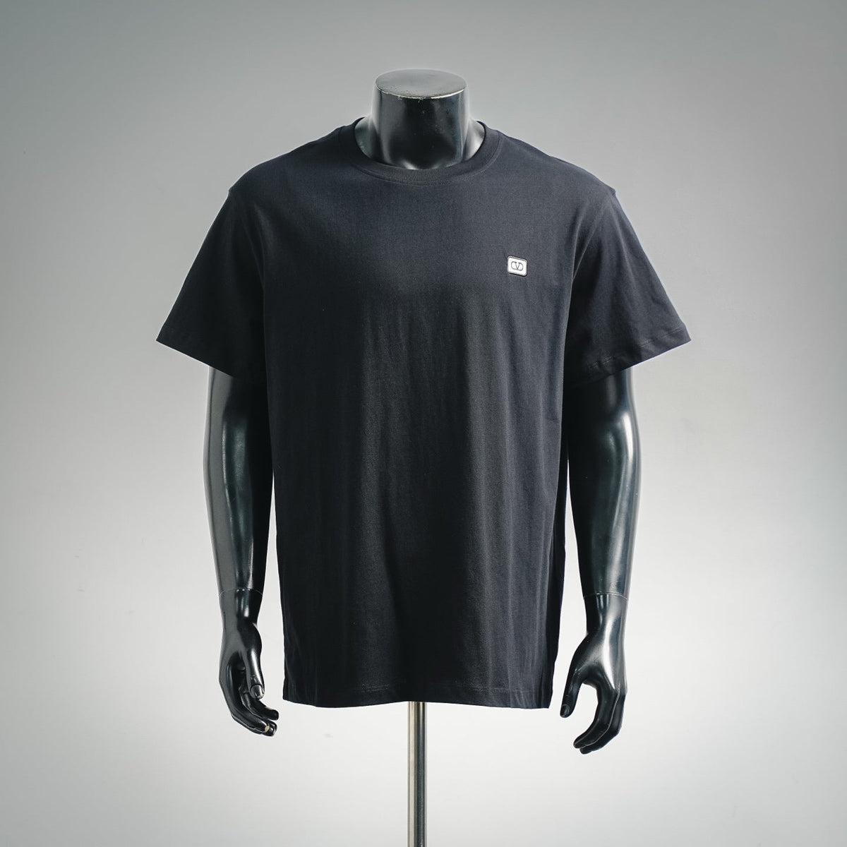 Valentino Metallic VLogo Patch Crewneck Cotton T-Shirt