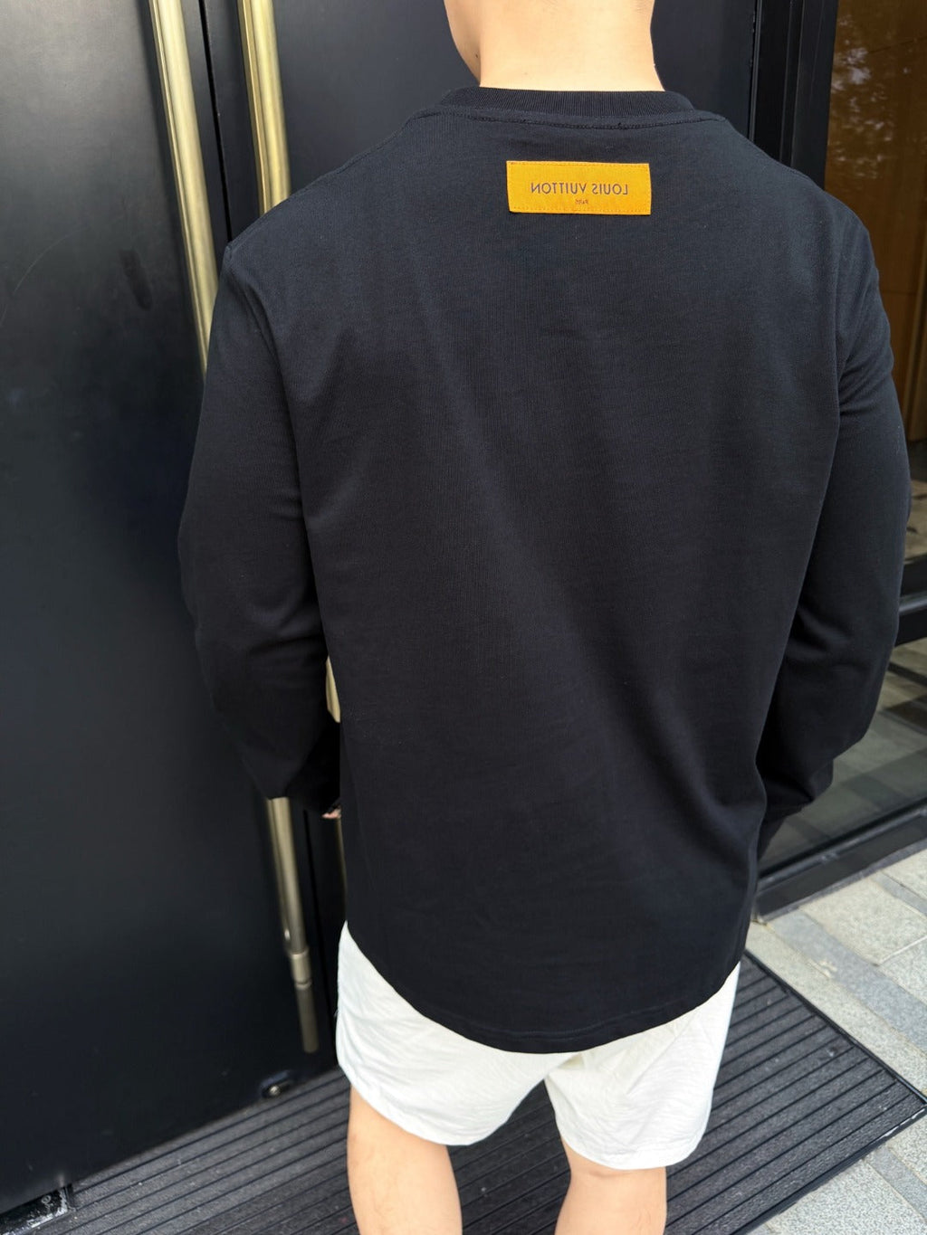 Louis Vuitton Embossed LV Front Logo Long-Sleeve T-Shirt with Yellow Back Tag