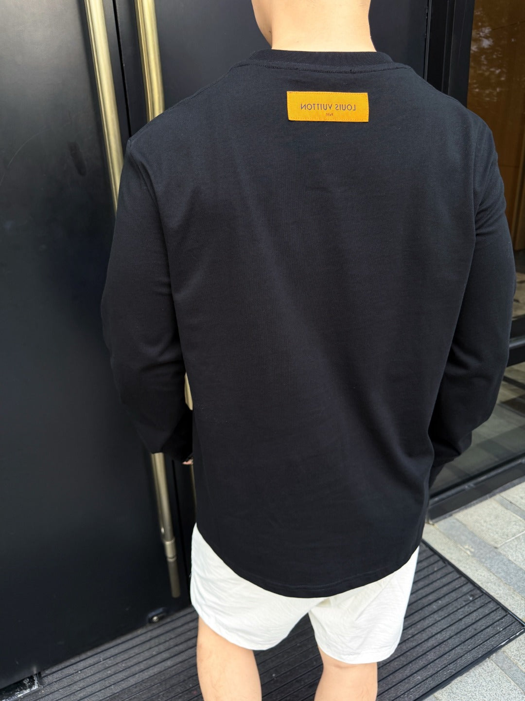 Louis Vuitton Embossed LV Front Logo Long-Sleeve T-Shirt with Yellow Back Tag