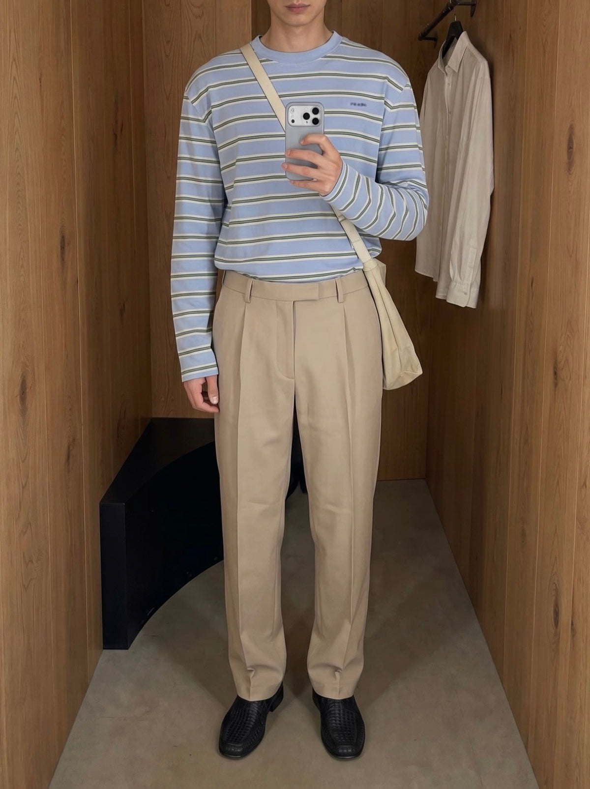 Prada Small Embroidered Logo Striped Long-Sleeve T-Shirt - Blue/Green