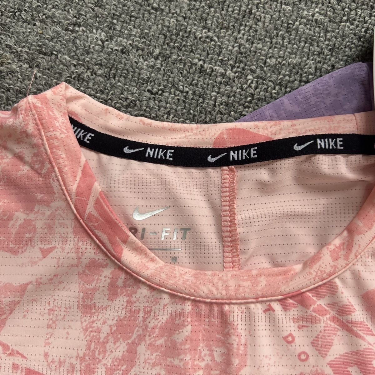 Nike Women's Dri-FIT Breathe All-Over Print Running T-Shirt – Short Sleeve Athletic Tee