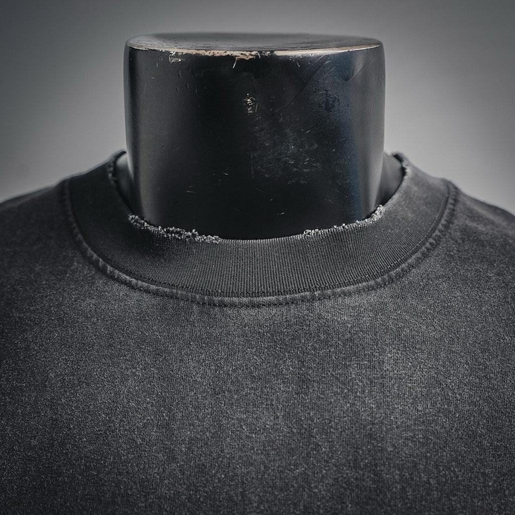 Balenciaga Mirror BB Logo Washed Distressed Crewneck T-Shirt