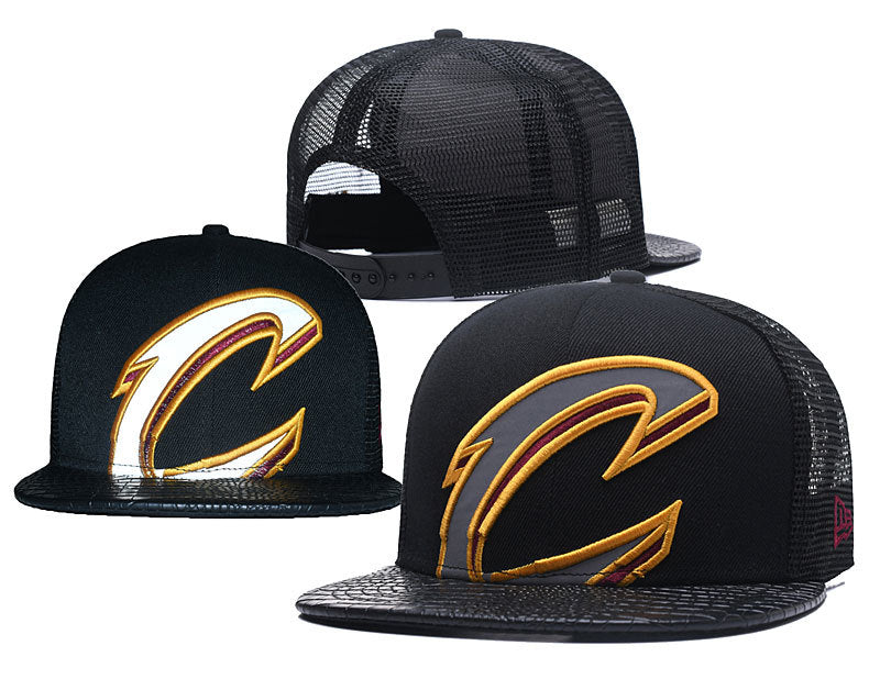 Cleveland Cavaliers "C" Logo Flat Brim Snapback – Leather Visor & Mesh Trucker Cap