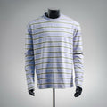 Prada Small Embroidered Logo Striped Long-Sleeve T-Shirt - Blue/Green