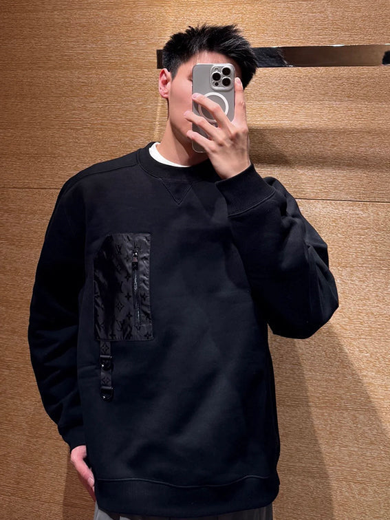 Louis Vuitton Monogram Zipped Pocket Crewneck Sweatshirt - Black