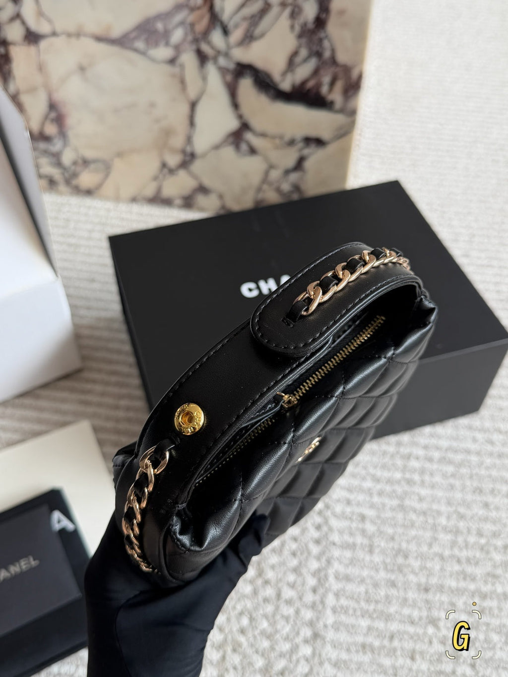 Chanel Quilted Leather Mini Half-Moon Hobo Bag – Classic Gold Chain Armpit Bag & Evening Handbag