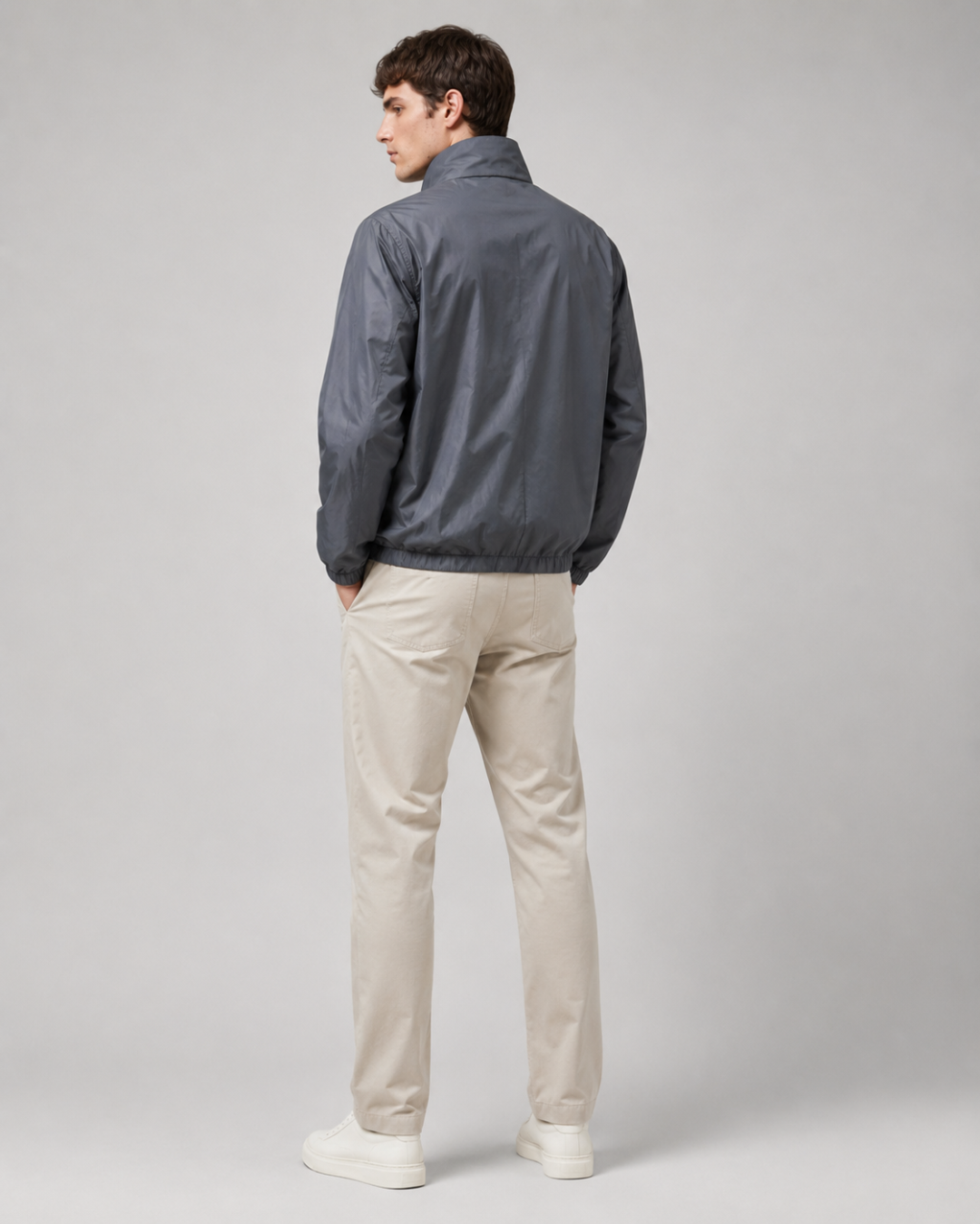 Prada Re-Nylon Metal Triangle Logo Zip-Up Jacket - Grey