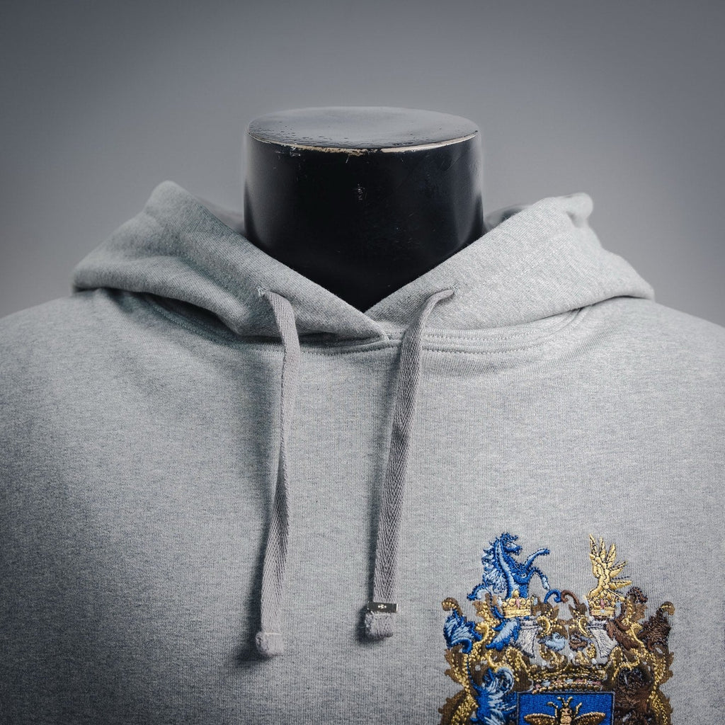 Dior Embroidered Coat of Arms Hooded Sweatshirt - Grey