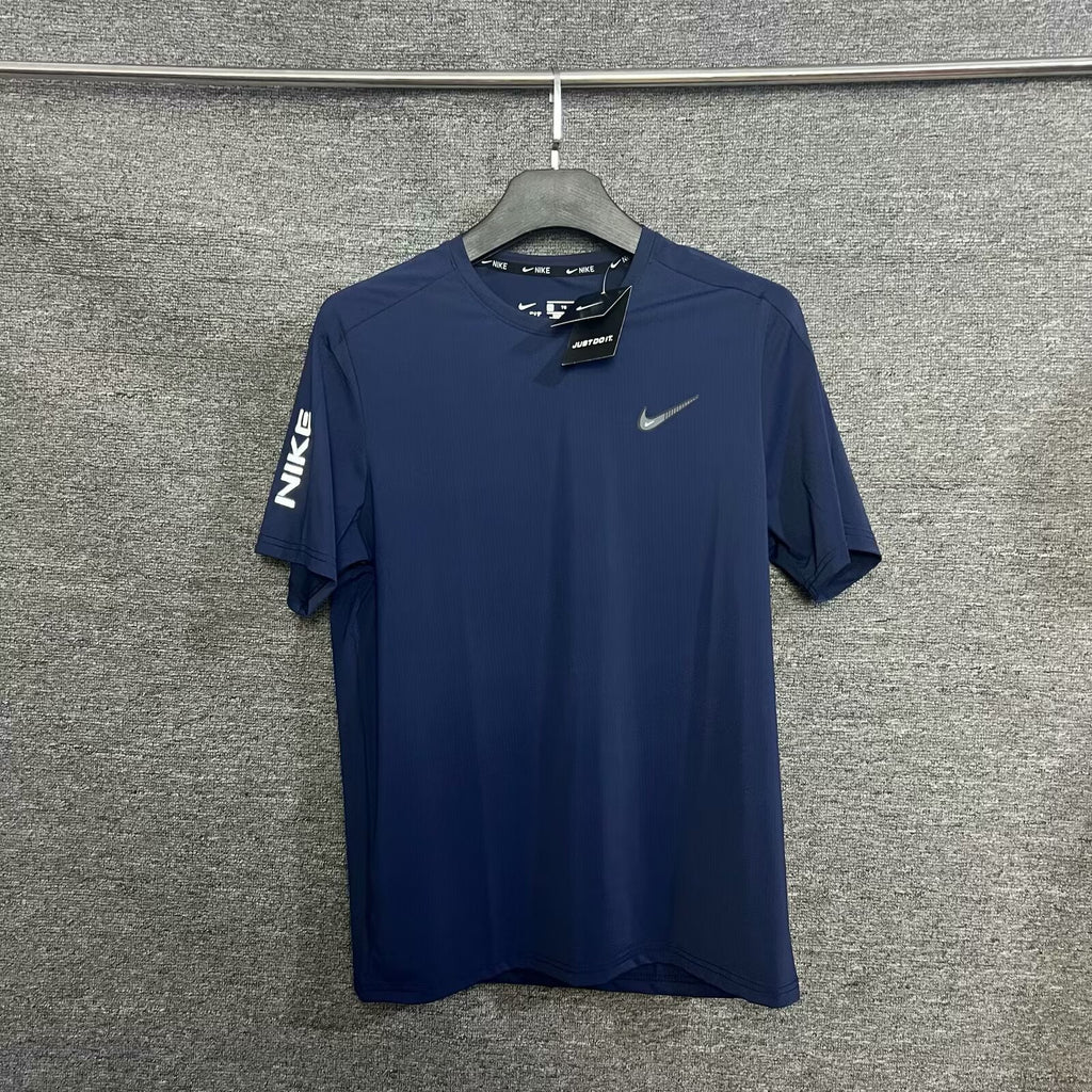 Nike Men's Dri-FIT Vertical Striped Breathable Running T-Shirt – Short Sleeve Athletic Tee