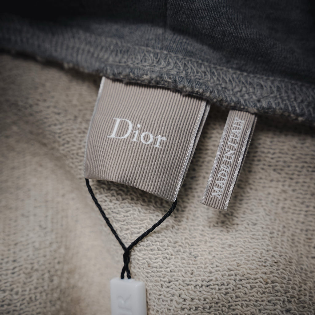 Dior Embroidered Coat of Arms Hooded Sweatshirt - Grey
